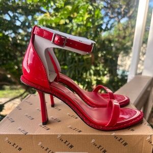 Mix No. 6 Scarlet Patent Strappy Heels – NEW (Size 8.5)
